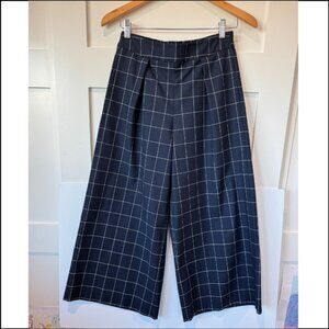 J.Crew navy checkered wide-leg cropped pants Size 0